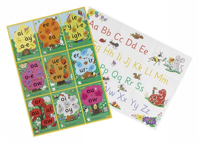 Jolly Phonics Alternative Spelling & Alphabet Posters : in Precursive Letters (British English edition)-9781903619124